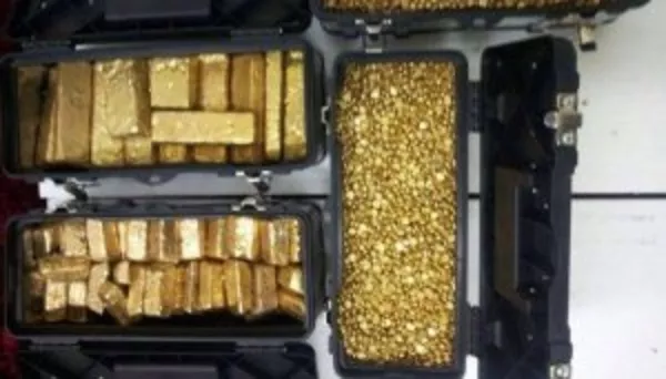 95.96 purity gold dust and bars, uncut diamonds